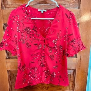Madewell red flower top